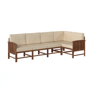 Rousseau Modern Wood Outdoor 5-Piece Sectional Set