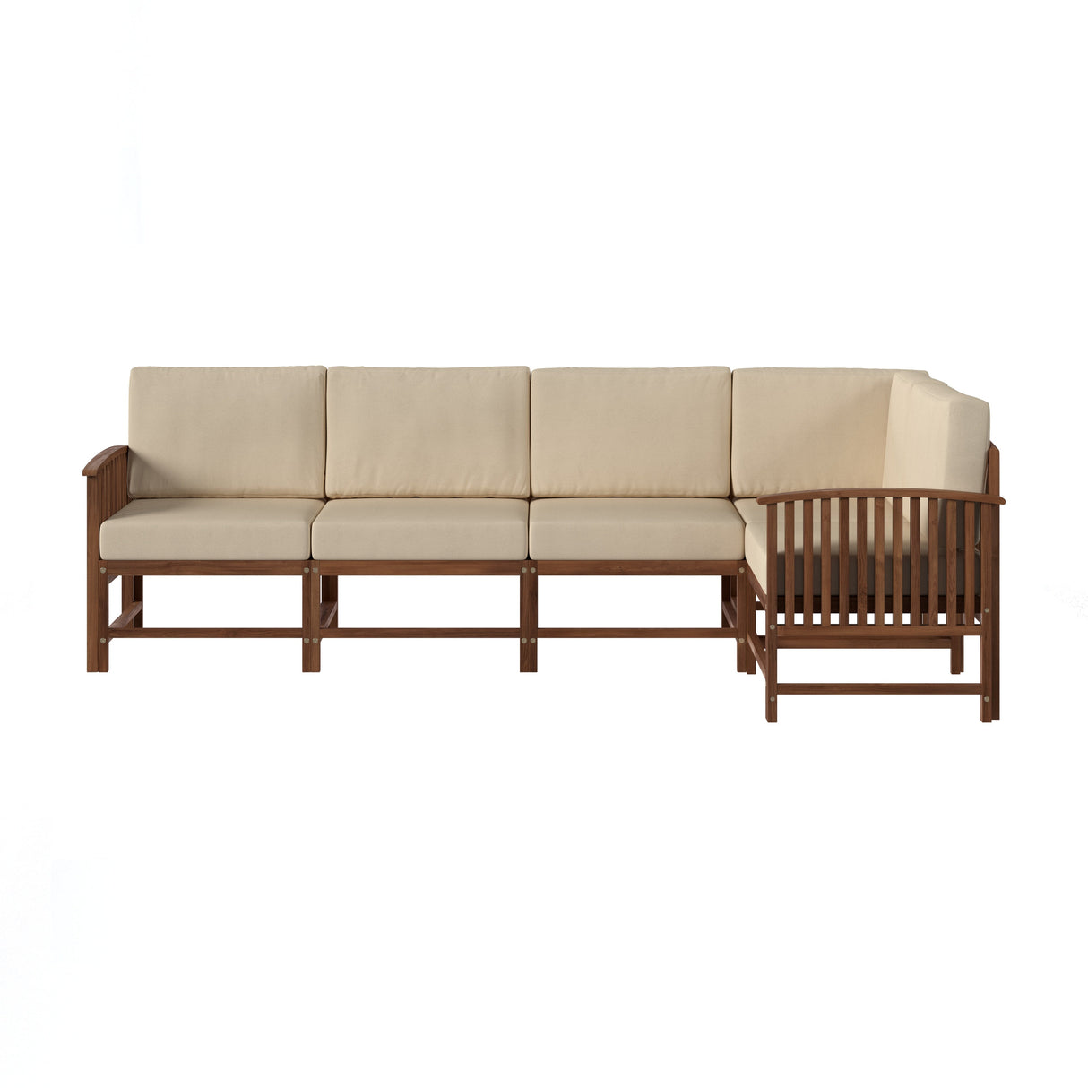 Rousseau Modern Wood Outdoor 5-Piece Sectional Set