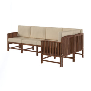 Rousseau Modern Wood Outdoor 5-Piece Sectional Set