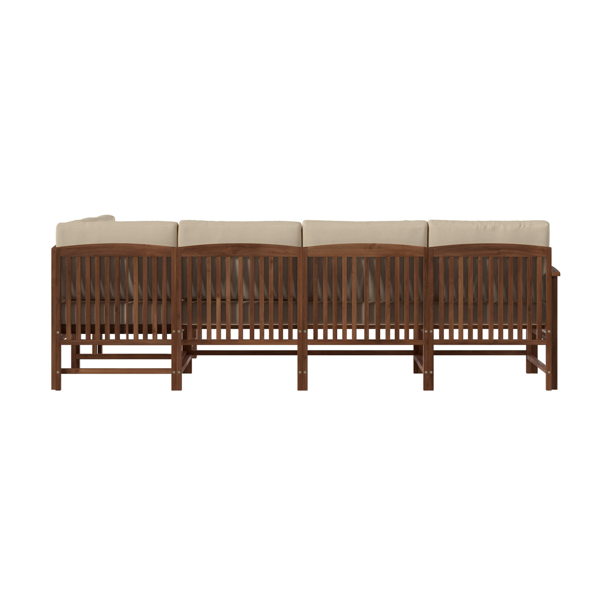 Rousseau Modern Wood Outdoor 5-Piece Sectional Set