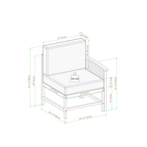 Rousseau Modern Wood Outdoor 5-Piece Sectional Set