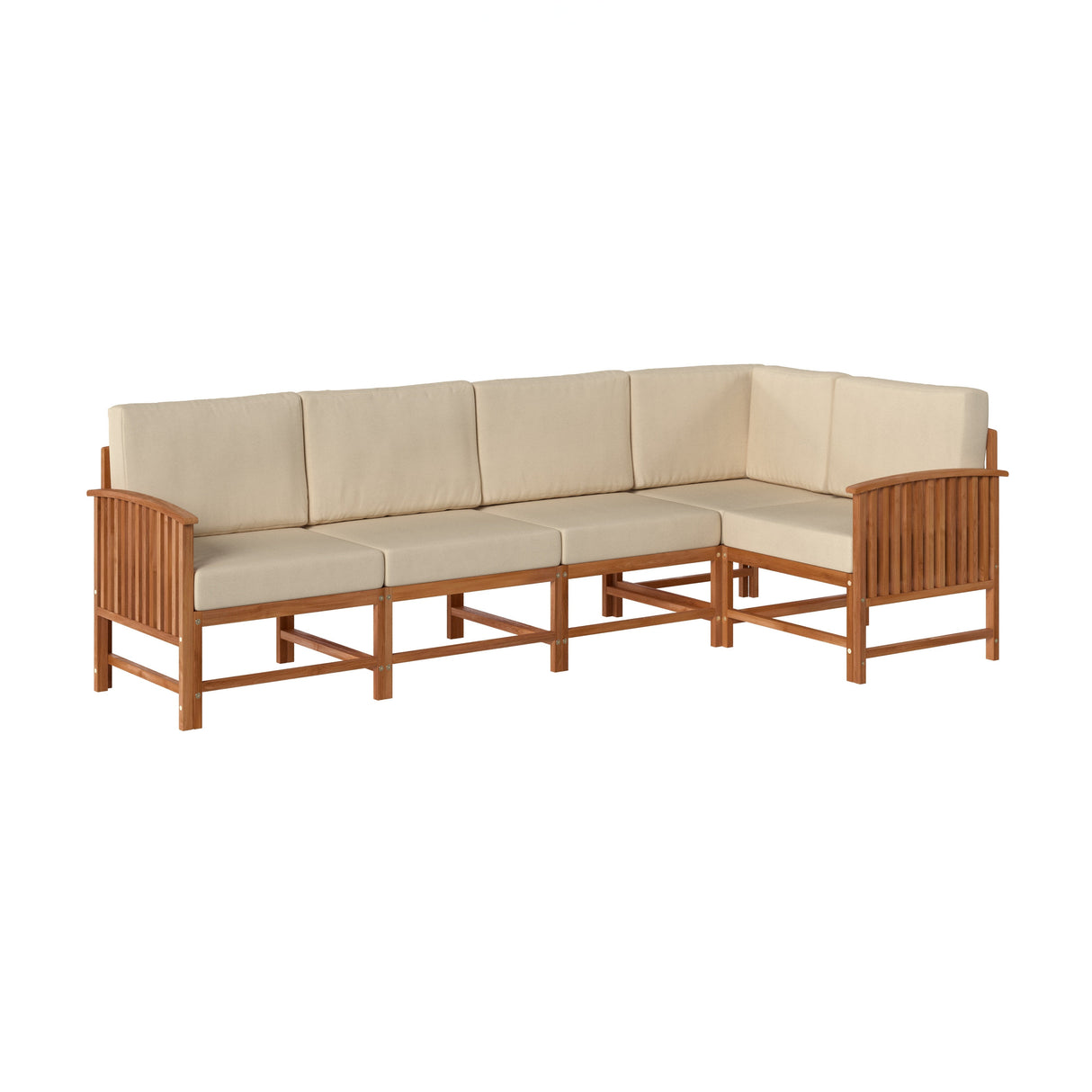 Rousseau Modern Wood Outdoor 5-Piece Sectional Set