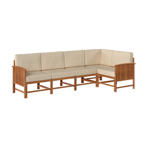 Rousseau Modern Wood Outdoor 5-Piece Sectional Set