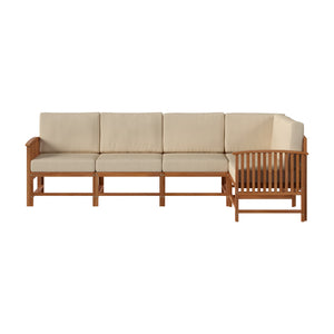 Rousseau Modern Wood Outdoor 5-Piece Sectional Set