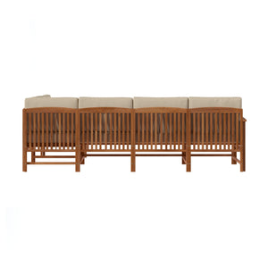 Rousseau Modern Wood Outdoor 5-Piece Sectional Set