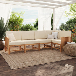 Rousseau Modern Wood Outdoor 5-Piece Sectional Set