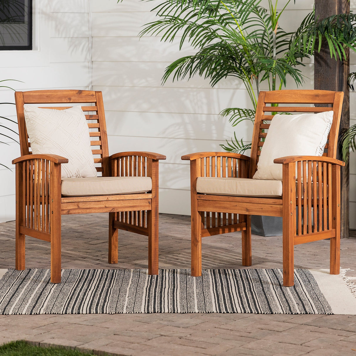 Rousseau Outdoor Patio Chairs with Cushions, Set of 2