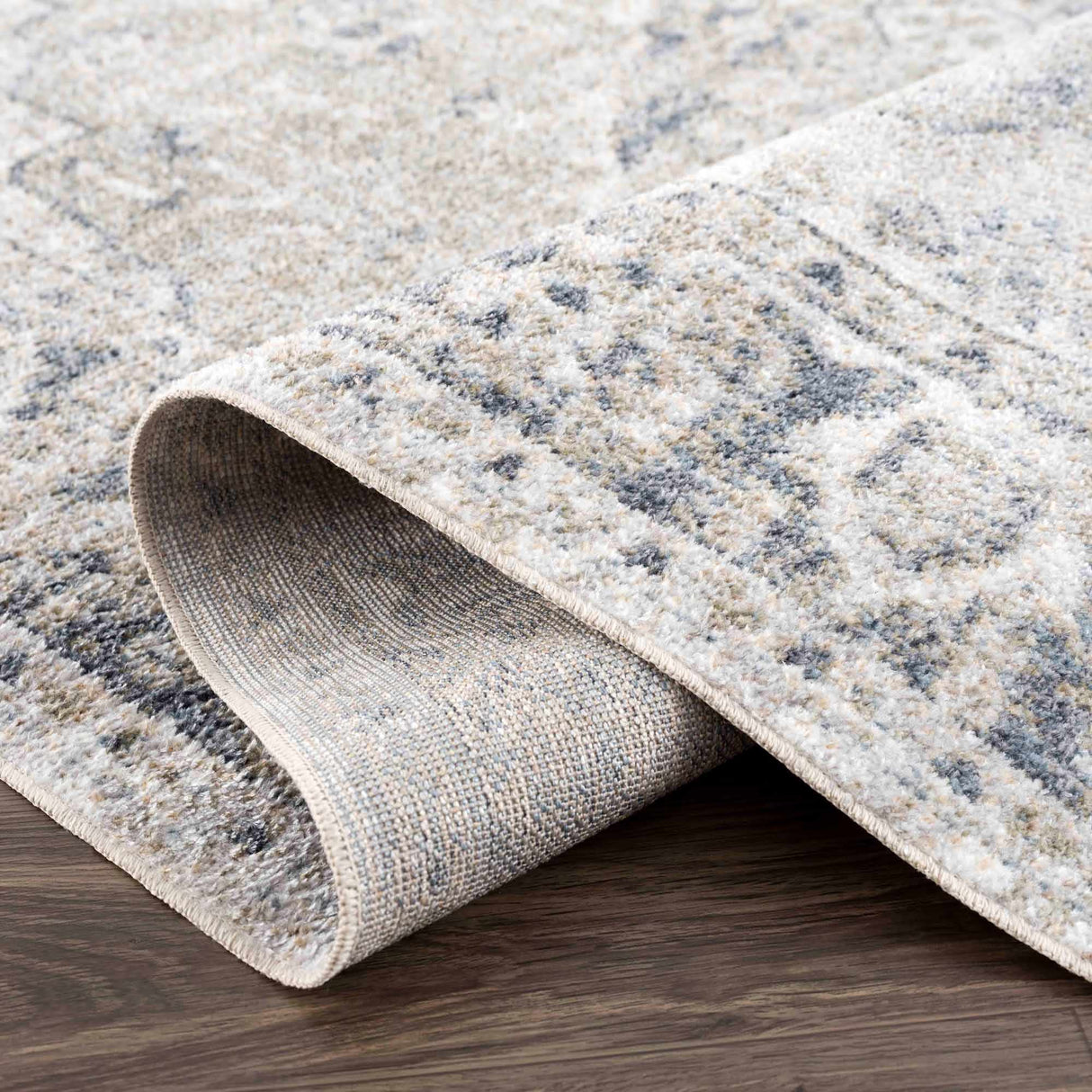 Rudo Blue Flat Pile Washable Rug