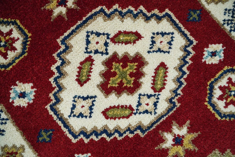 Runner 2x4 Red and Ivory Wool Hand Knotted traditional Persian Vintage Southwestern Kazak | TRDCP29824