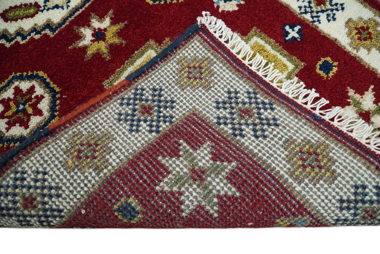 Runner 2x4 Red and Ivory Wool Hand Knotted traditional Persian Vintage Southwestern Kazak | TRDCP29824