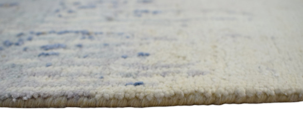 Rust, Blue and Beige 8x10 Rug Modern Hand made Hand-spun wool and Handspun Bamboo Silk Area Rug| The Rug Decor | TRD2095810