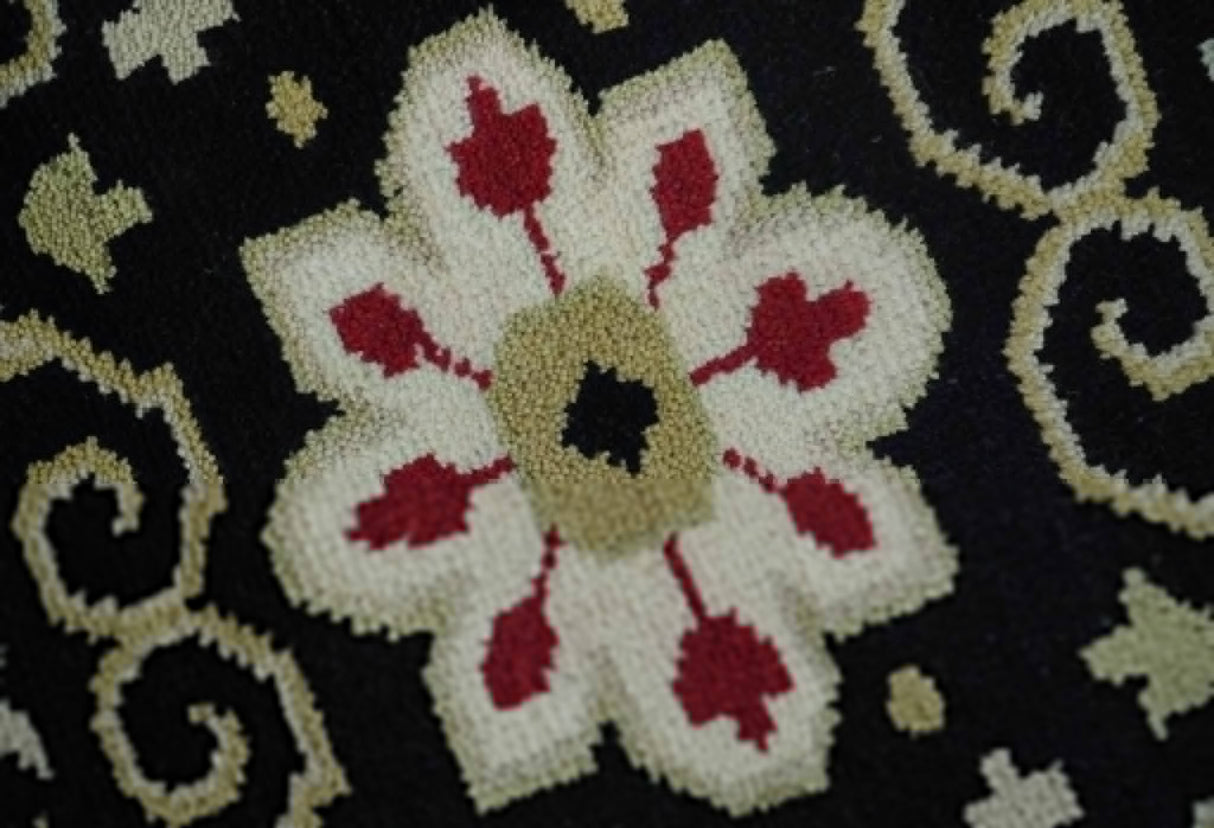 Rust, Ivory, Black and Beige Hand Knotted Traditional Heriz Multi Size wool area Rug