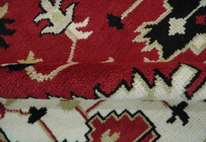 Rust, Ivory, Black and Beige Hand Knotted Traditional Heriz Multi Size wool area Rug