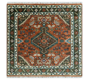 Rust, Ivory and Brown Oriental Traditional Hand knotted Multi Size Area Rug