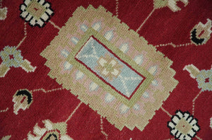 Rust, Olive and Black 8x10 Hand Knotted Traditional Oriental Wool Area Rug
