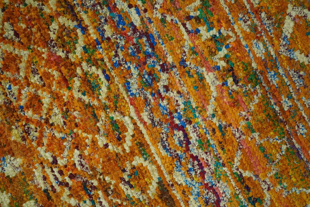 Rust and Beige 5.6x8.6 Contemporary Southwestern Tribal Trellis Recycled silk Rug
