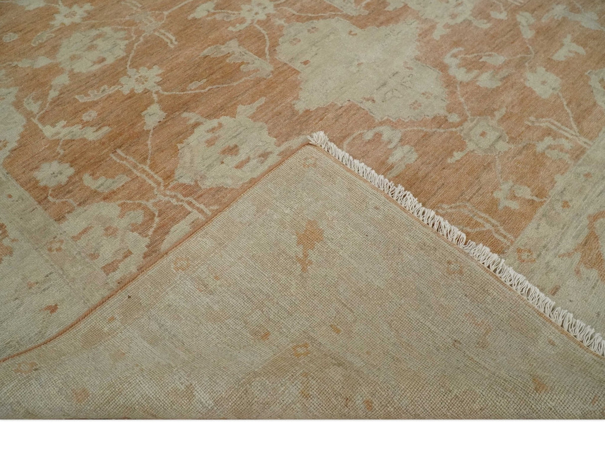Rust and Beige Hand knotted Oriental Oushak 8x10 wool Area Rug