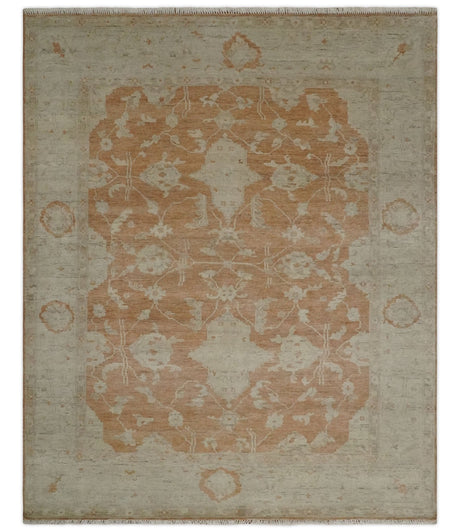 Rust and Beige Hand knotted Oriental Oushak 8x10 wool Area Rug