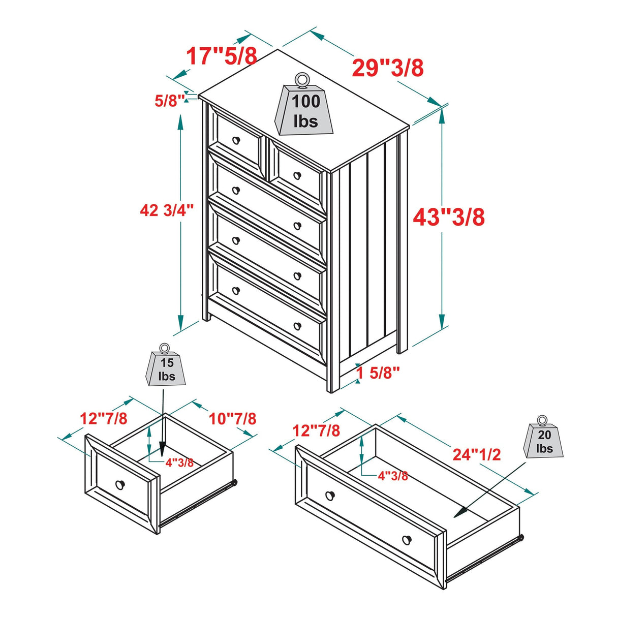 Ruth 5-Drawer Chest