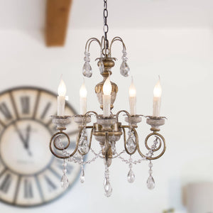 Samiyah 5-Light Rustic Gold Crystal Chandelier