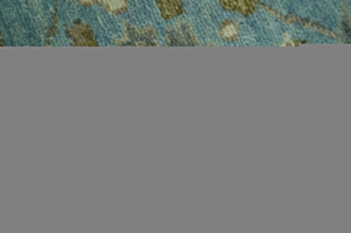 Sea Blue, Green and Ivory Hand Knotted Traditional Oushak Custom Made wool rug