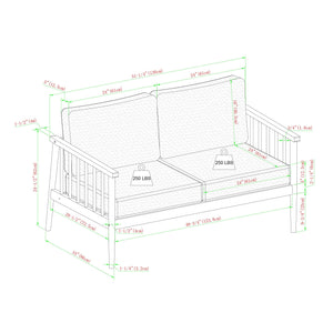 Sedona Modern Wood Spindle Patio Loveseat