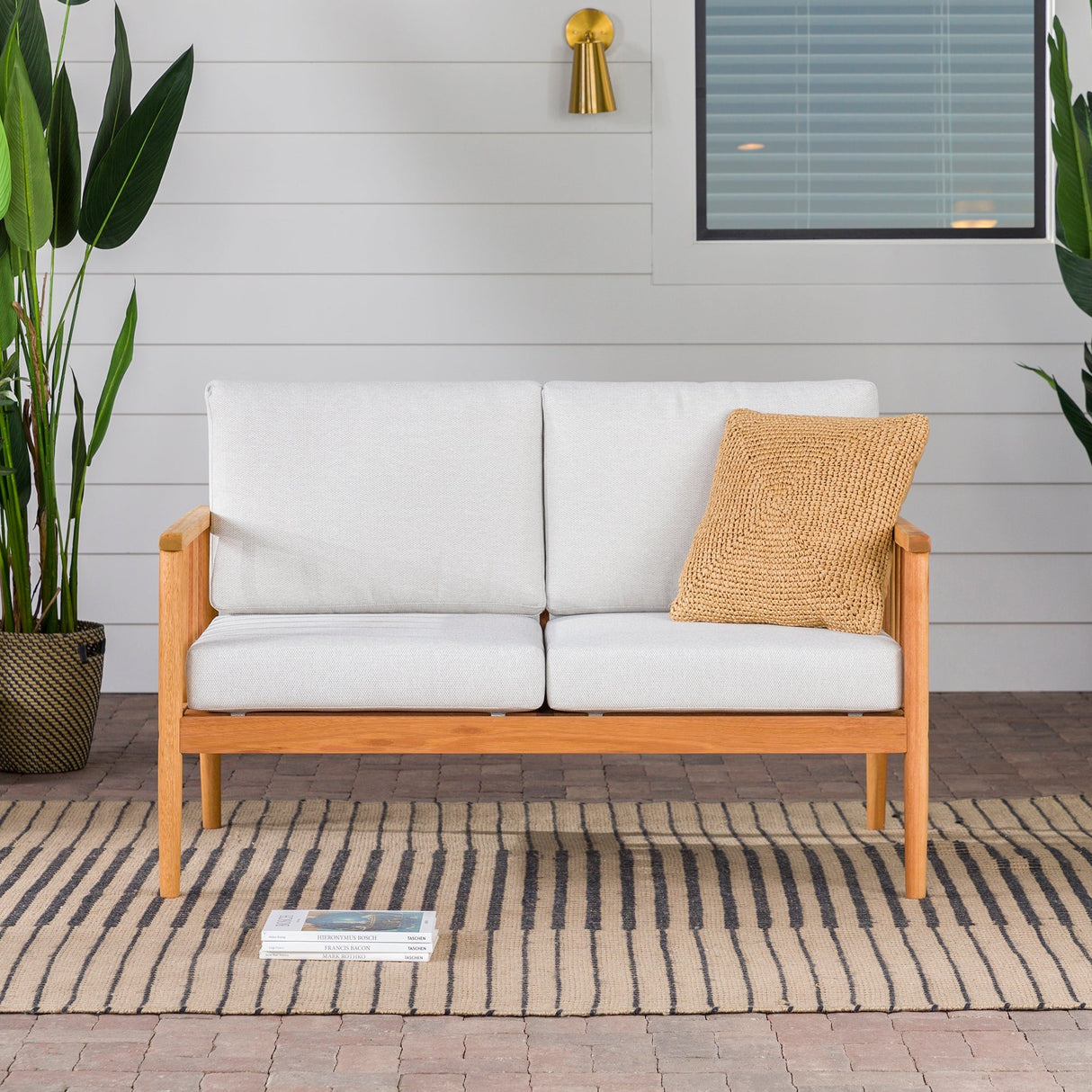 Sedona Modern Wood Spindle Patio Loveseat