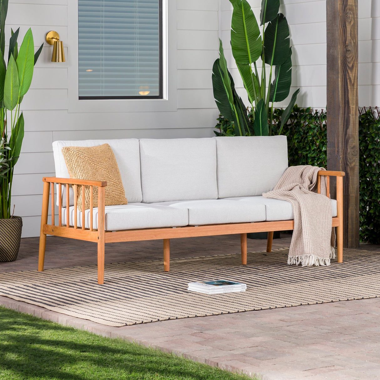 Sedona Modern Wood Spindle Patio Sofa