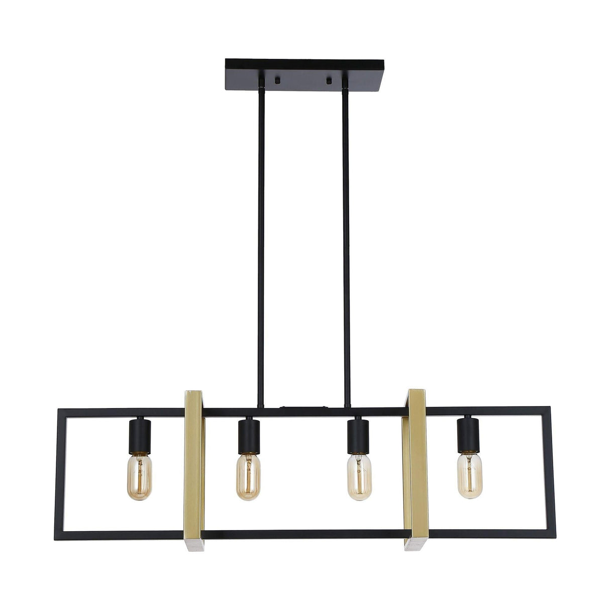 Seppo 4-Light Matt Black and Golden Kitchen Island Pendant