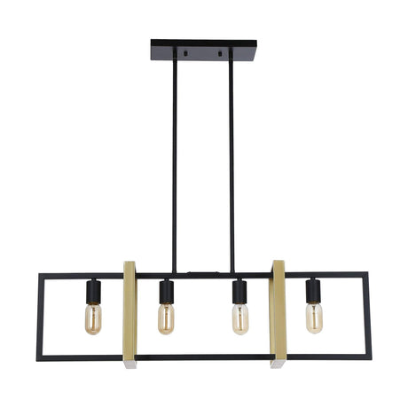 Seppo 4-Light Matt Black and Golden Kitchen Island Pendant