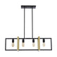 Seppo 4-Light Matt Black and Golden Kitchen Island Pendant