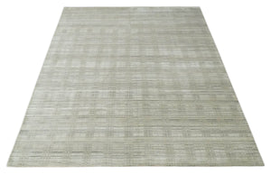 Shaded Beige, Camel and Brown Scandinavian 8x10 Hand Made Blended Wool Flatwoven Area Rug | KE34