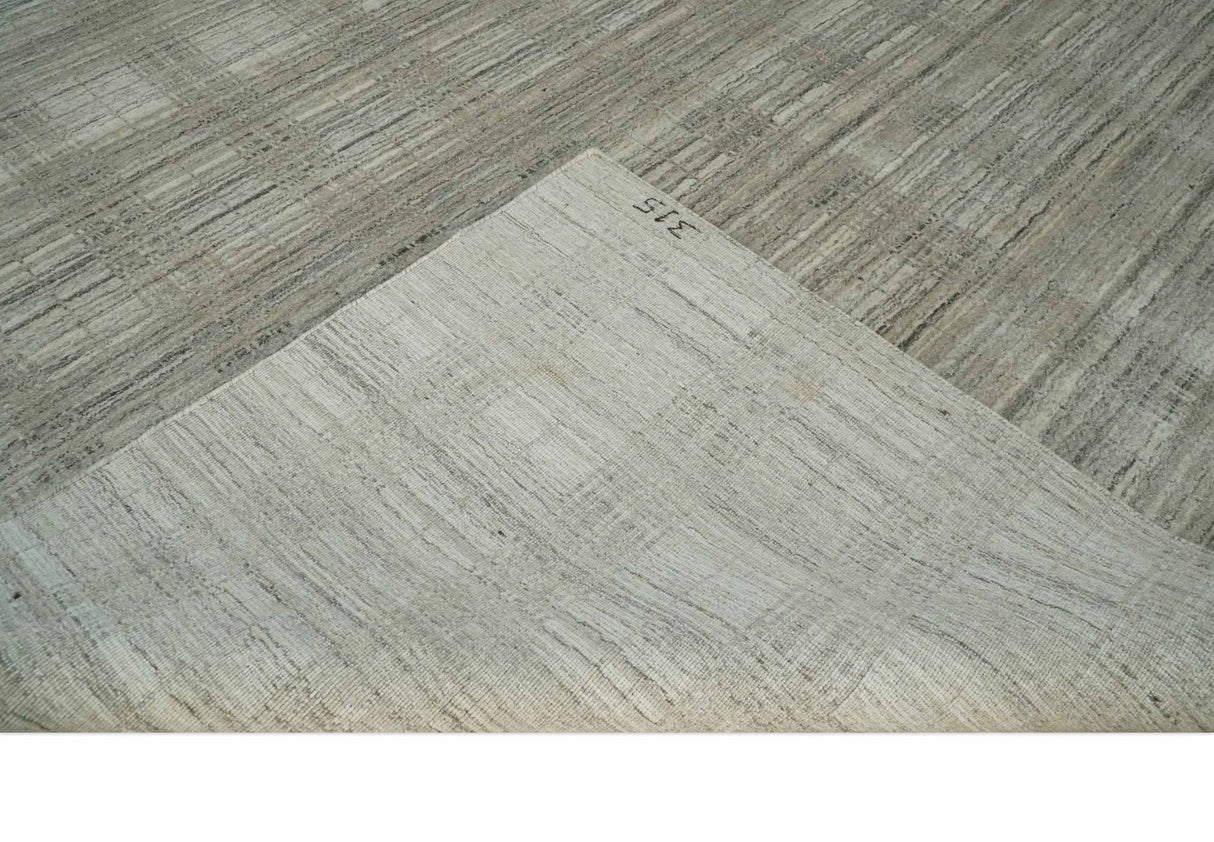 Shaded Beige, Camel and Brown Scandinavian 8x10 Hand Made Blended Wool Flatwoven Area Rug | KE34