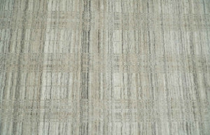 Shaded Beige, Camel and Brown Scandinavian 8x10 Hand Made Blended Wool Flatwoven Area Rug | KE34