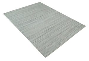 Shaded Beige, Camel and Brown Scandinavian 8x10 Hand Made Blended Wool Flatwoven Area Rug | KE4