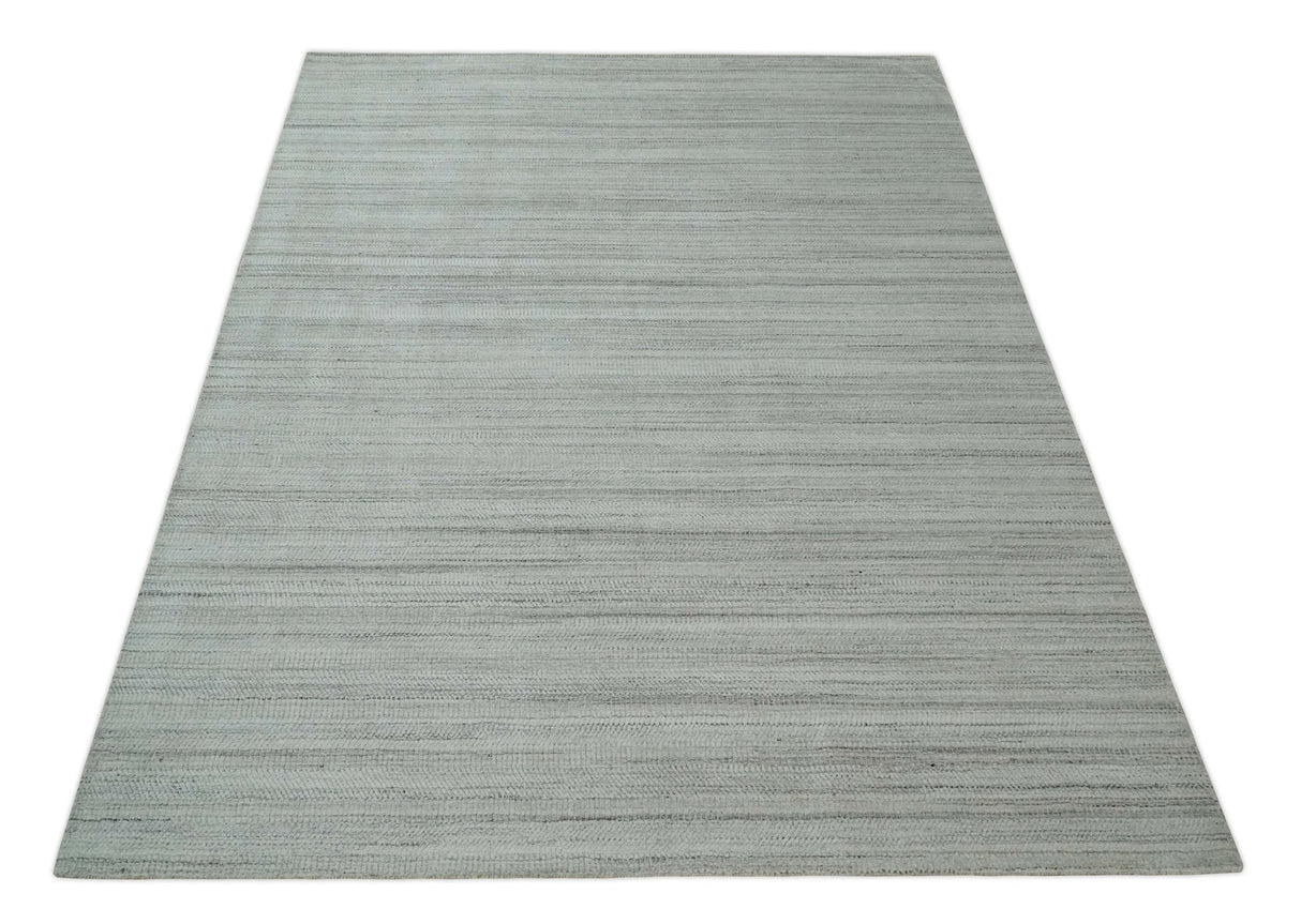 Shaded Beige, Camel and Brown Scandinavian 8x10 Hand Made Blended Wool Flatwoven Area Rug | KE4
