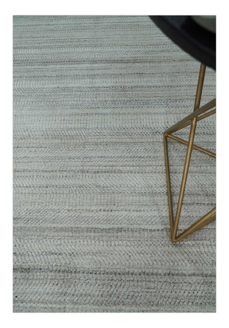 Shaded Beige, Camel and Brown Scandinavian 8x10 Hand Made Blended Wool Flatwoven Area Rug | KE4