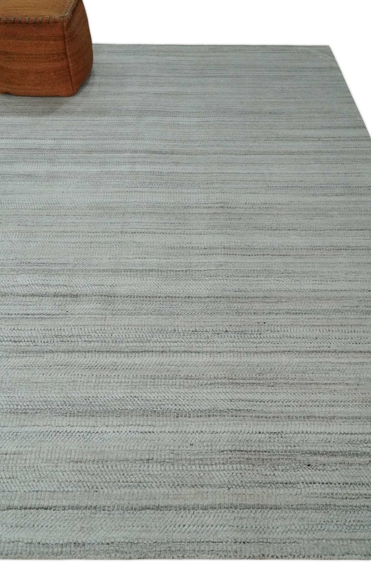 Shaded Beige, Camel and Brown Scandinavian 8x10 Hand Made Blended Wool Flatwoven Area Rug | KE4