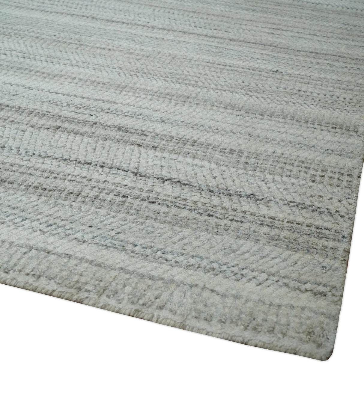 Shaded Beige, Camel and Brown Scandinavian 8x10 Hand Made Blended Wool Flatwoven Area Rug | KE4