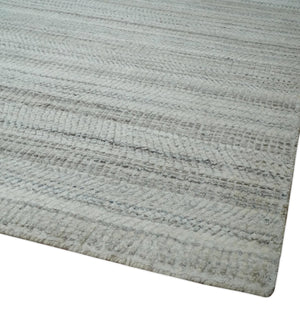 Shaded Beige, Camel and Brown Scandinavian 8x10 Hand Made Blended Wool Flatwoven Area Rug | KE4