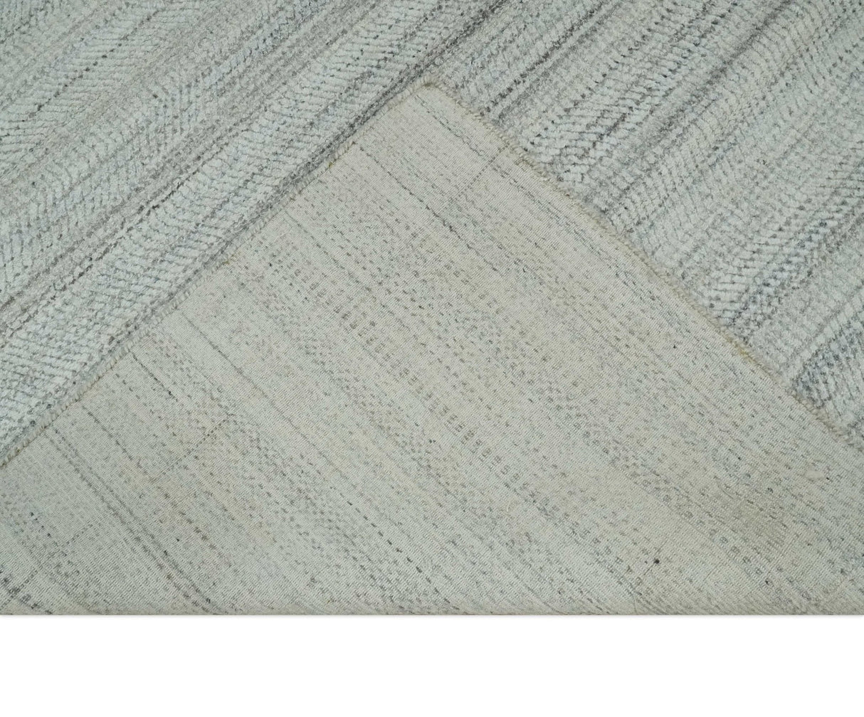 Shaded Beige, Camel and Brown Scandinavian 8x10 Hand Made Blended Wool Flatwoven Area Rug | KE4