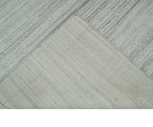 Shaded Beige, Camel and Brown Scandinavian 8x10 Hand Made Blended Wool Flatwoven Area Rug | KE4