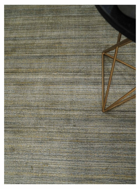 Shaded Beige Scandinavian 5x7 Blended Bamboo Silk Flatwoven Area Rug, Dinning, Kids Rug | HL45