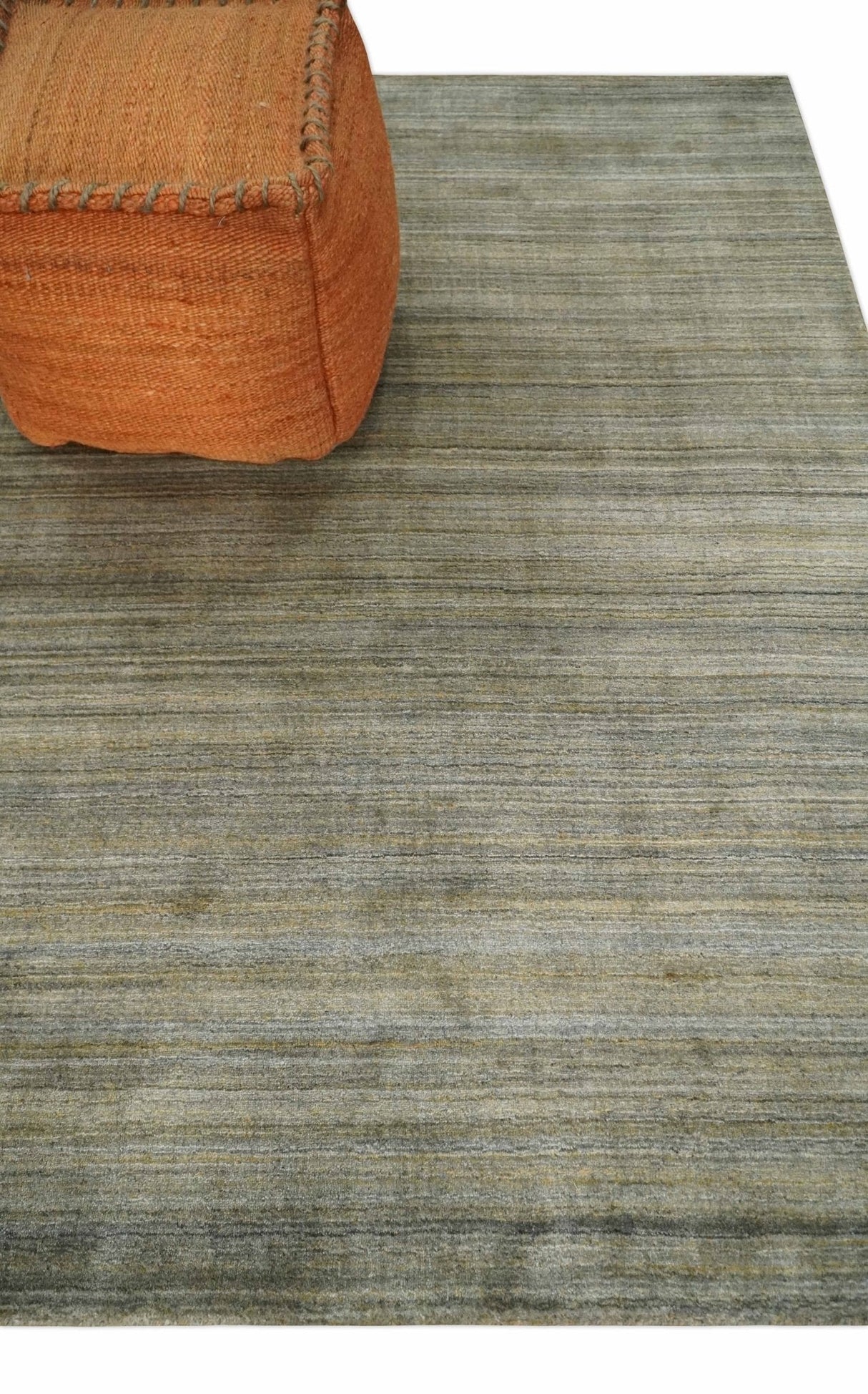Shaded Beige Scandinavian 5x7 Blended Bamboo Silk Flatwoven Area Rug, Dinning, Kids Rug | HL45
