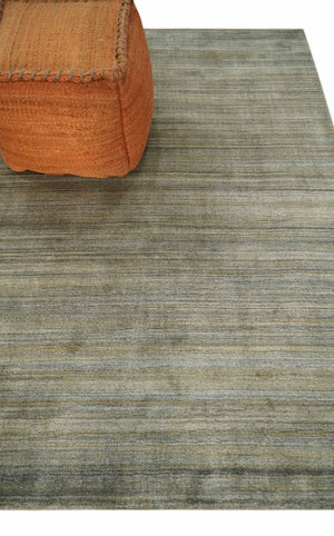 Shaded Beige Scandinavian 5x7 Blended Bamboo Silk Flatwoven Area Rug, Dinning, Kids Rug | HL45