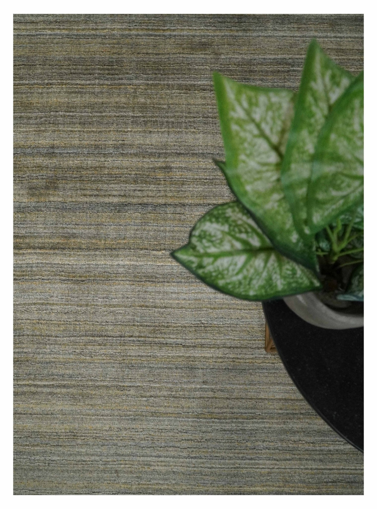 Shaded Beige Scandinavian 5x7 Blended Bamboo Silk Flatwoven Area Rug, Dinning, Kids Rug | HL45