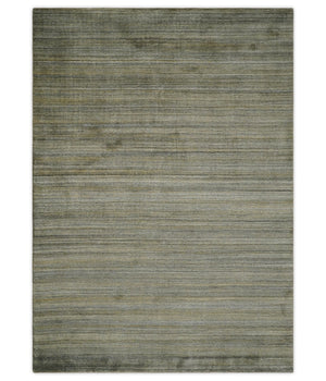Shaded Beige Scandinavian 5x7 Blended Bamboo Silk Flatwoven Area Rug, Dinning, Kids Rug | HL45
