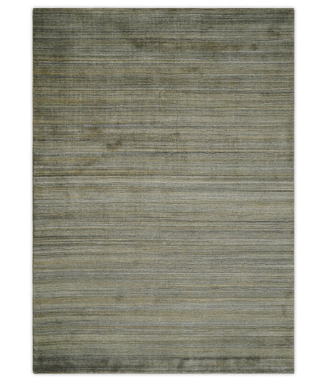 Shaded Beige Scandinavian 5x7 Blended Bamboo Silk Flatwoven Area Rug, Dinning, Kids Rug | HL45