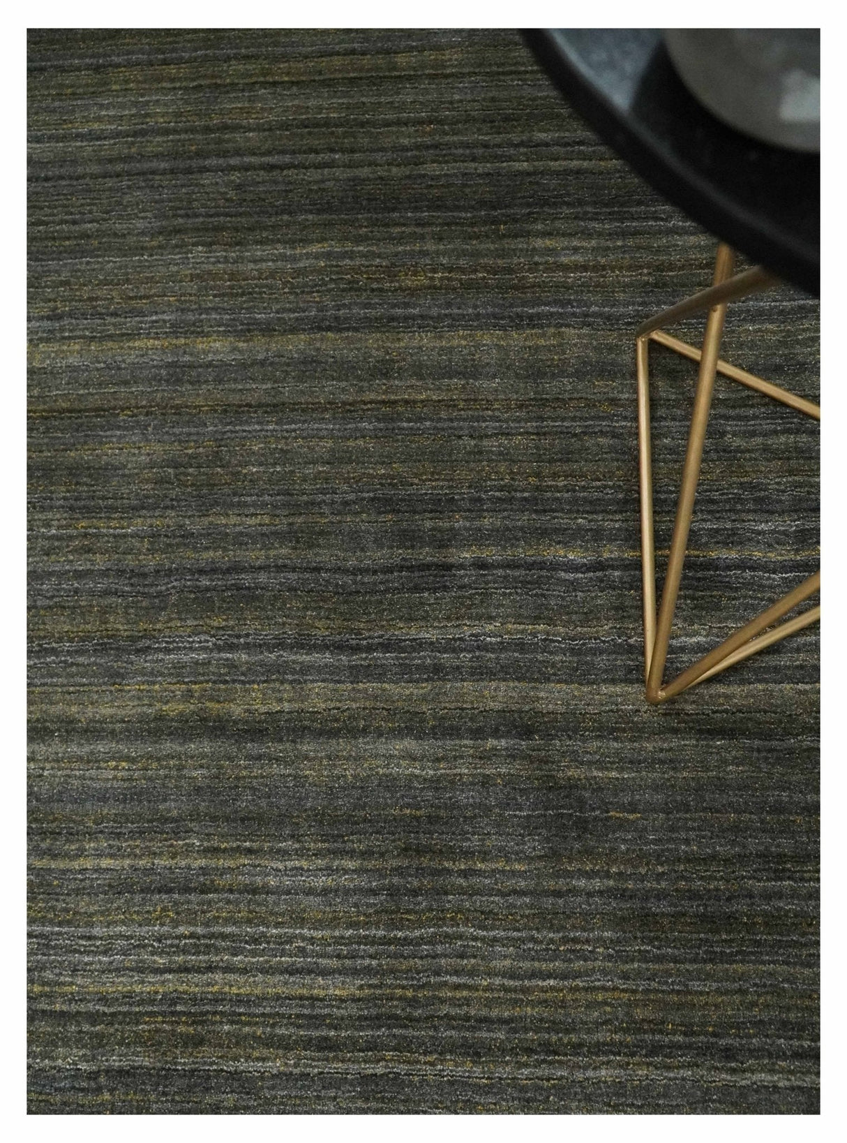 Shaded Olive and Gray Scandinavian 5x7 Blended bamboo Silk Flatwoven Area Rug | HL43