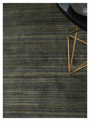 Shaded Olive and Gray Scandinavian 5x7 Blended bamboo Silk Flatwoven Area Rug | HL43